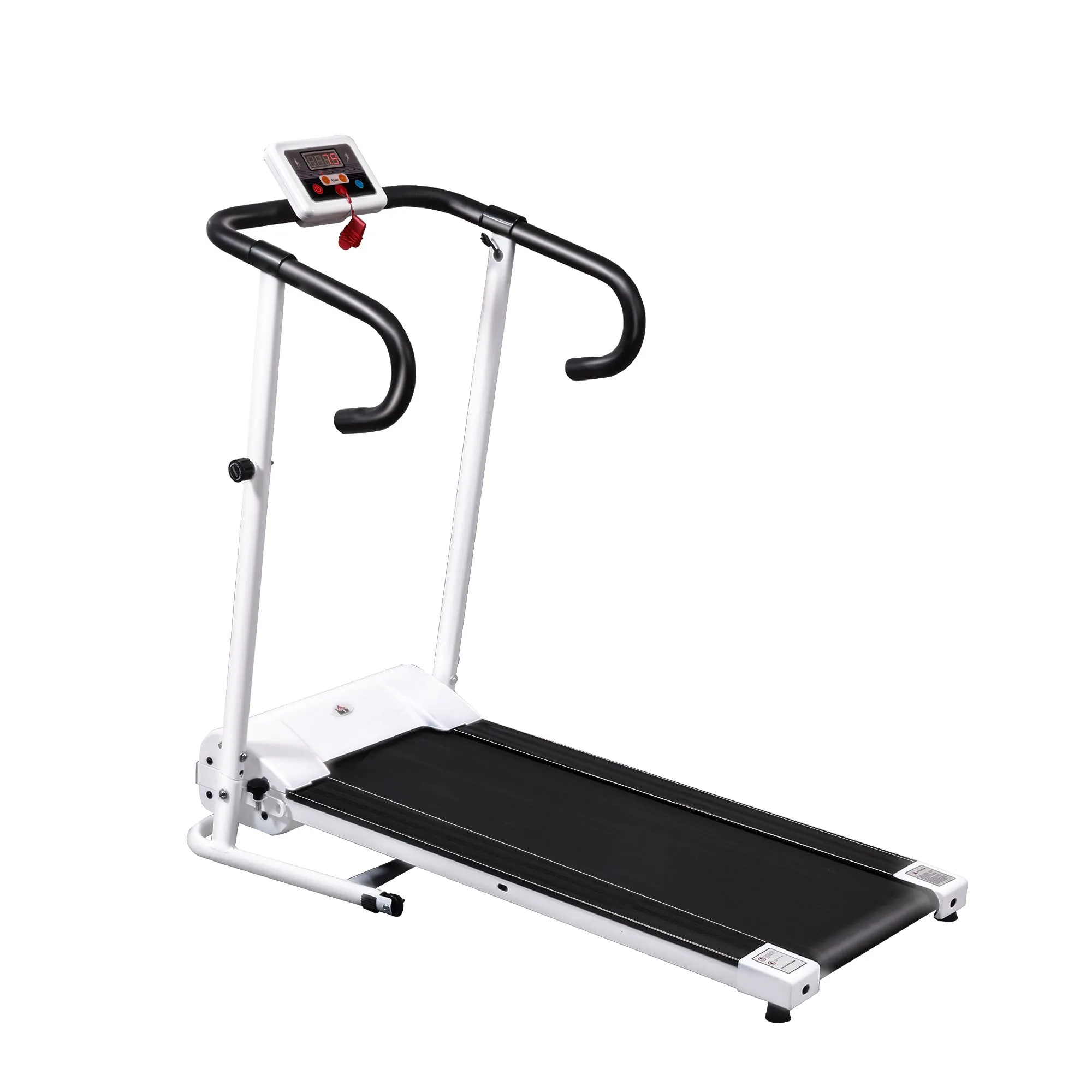 1.25HP Motorised Electric Treadmill, 10km/h Folding Running Machine, Gym Fitness Exercise with LCD Monitor, White