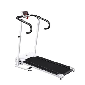 1.25HP Motorised Electric Treadmill, 10km/h Folding Running Machine, Gym Fitness Exercise with LCD Monitor, White