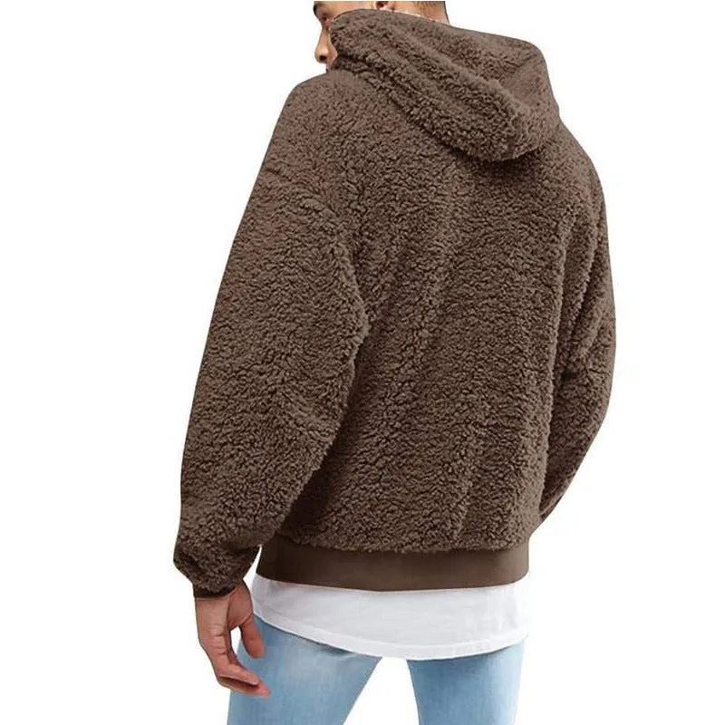 2020 autumn and winter plush plush hooded men's sweater jacket