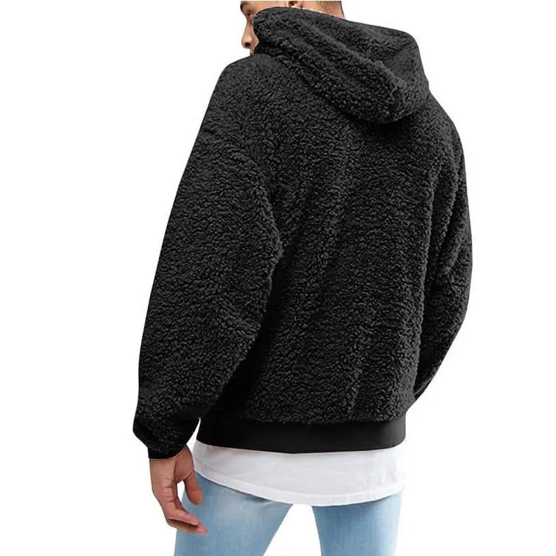 2020 autumn and winter plush plush hooded men's sweater jacket