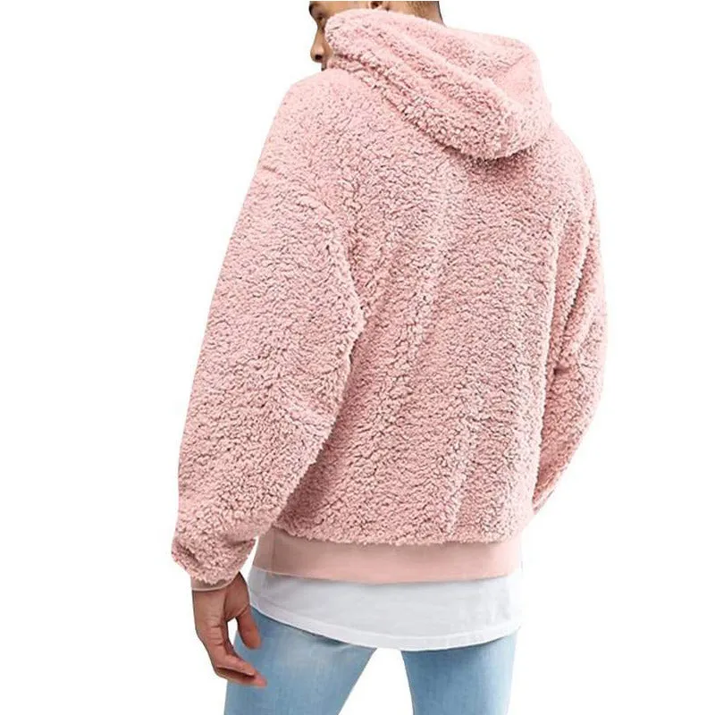 2020 autumn and winter plush plush hooded men's sweater jacket