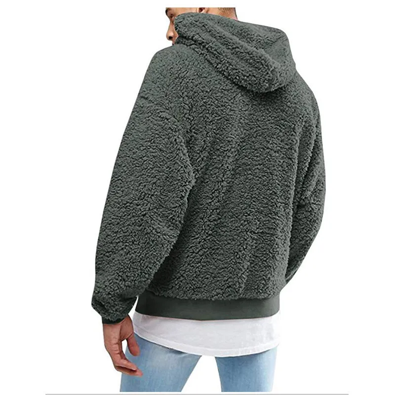 2020 autumn and winter plush plush hooded men's sweater jacket