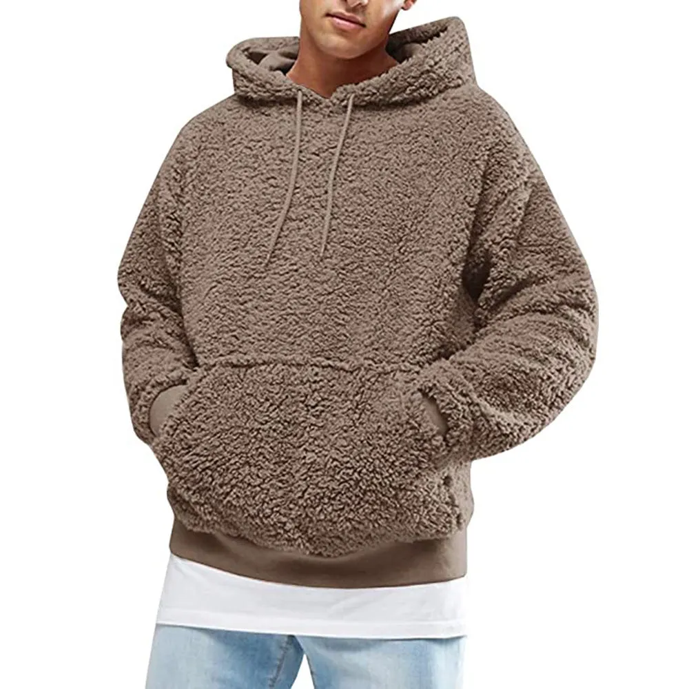 2020 autumn and winter plush plush hooded men's sweater jacket