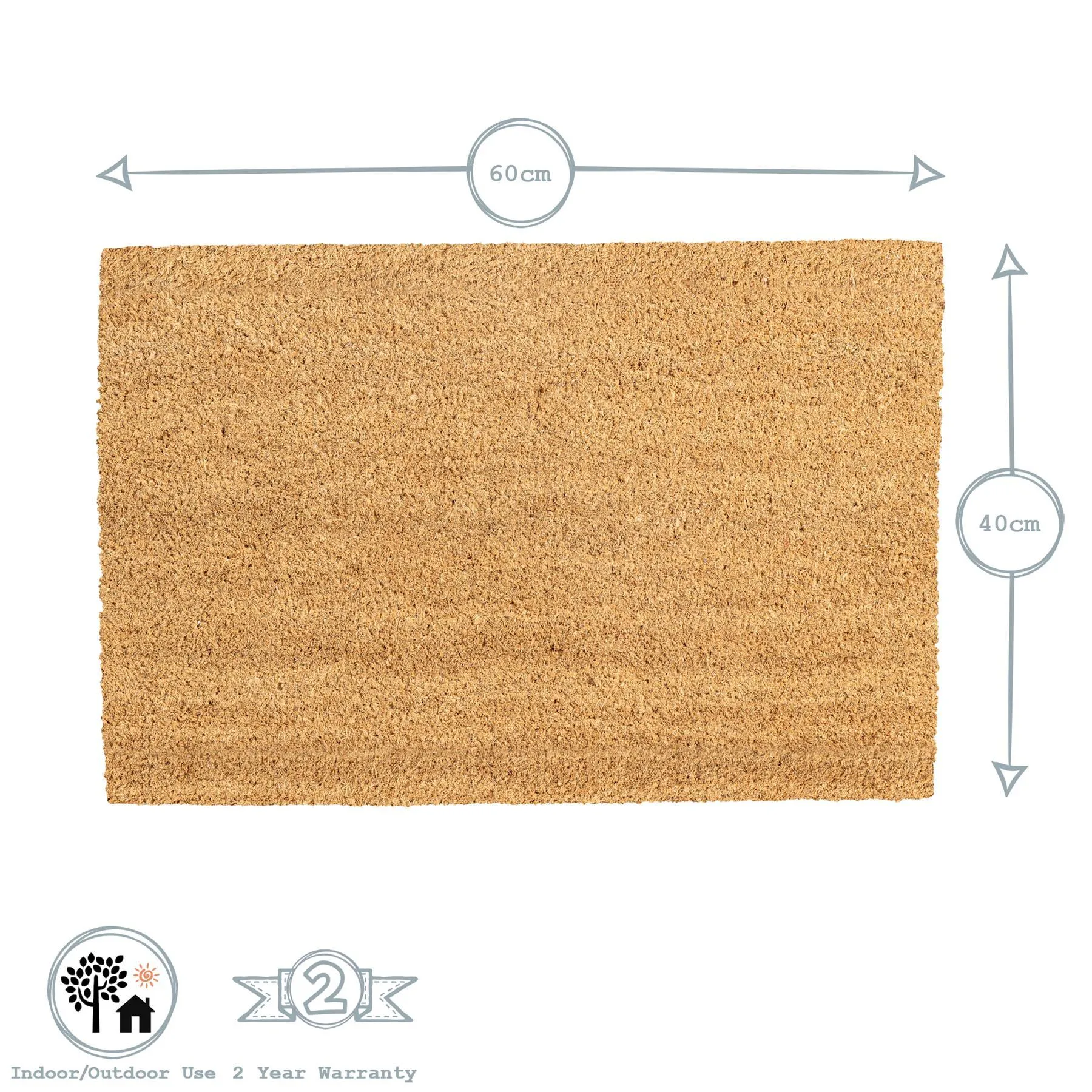 60cm x 40cm Black Hello Coir Door Mat - By Nicola Spring
