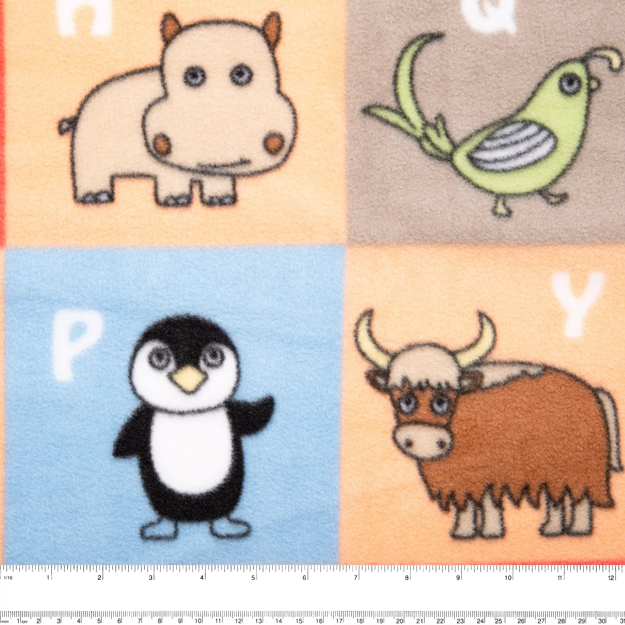 Anti Pill Fleece Print - SLIPPY - Animals box - Peach