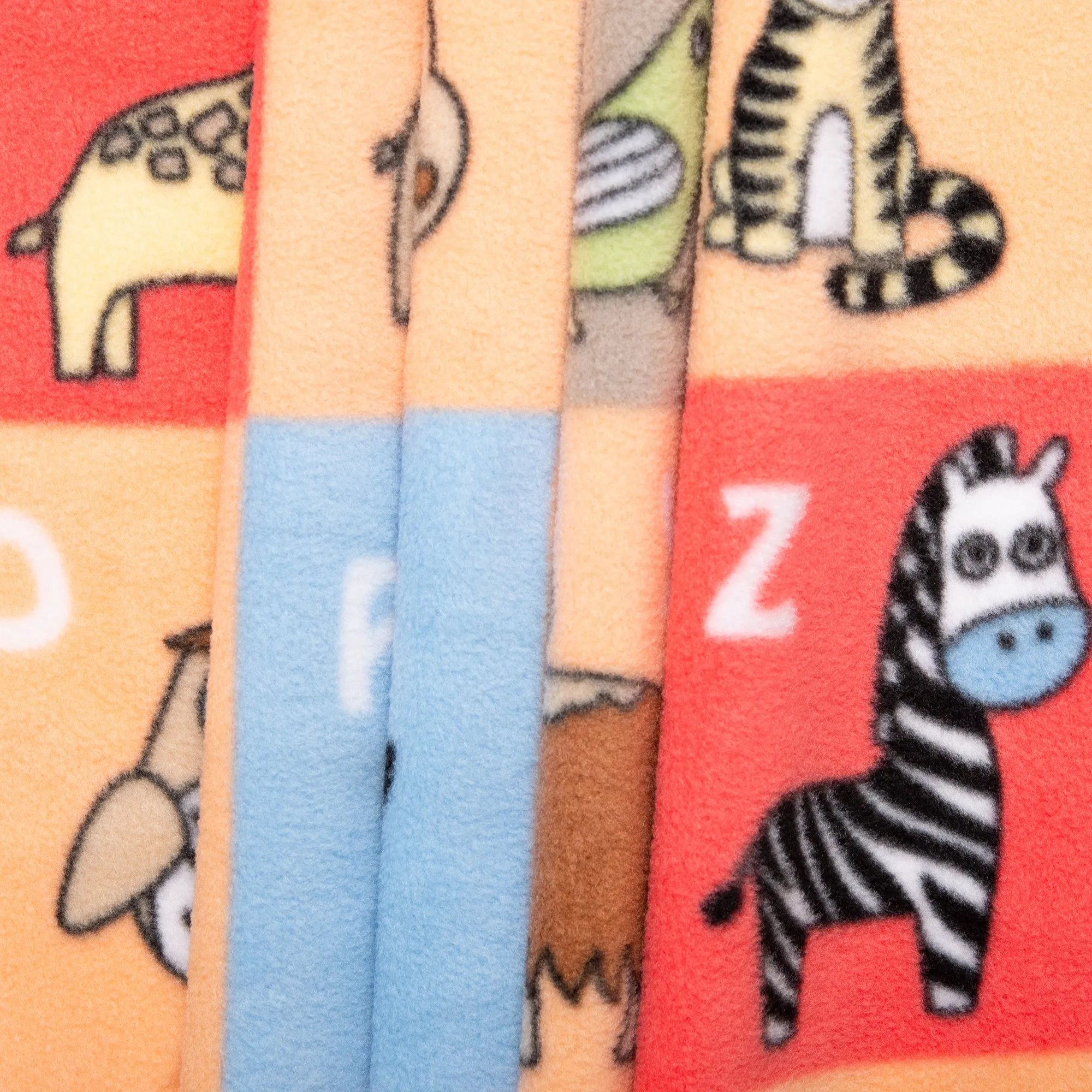 Anti Pill Fleece Print - SLIPPY - Animals box - Peach