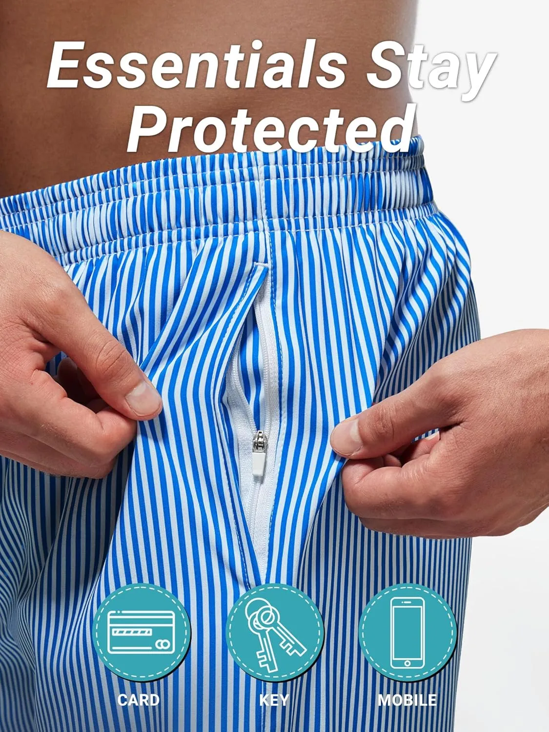 Arcweg Mens Swimming Trunks 2 in 1 with Boxer Liner 5.5" Quick Dry Swimwear Bathing Suit Swim Shorts with Zipper Pockets