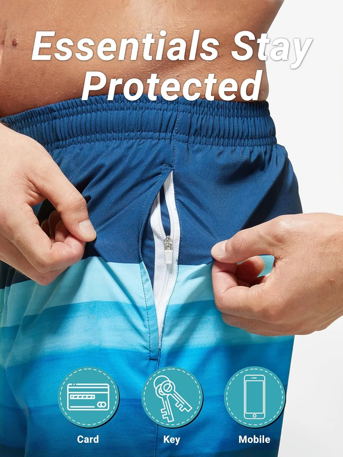 Arcweg Mens Swimming Trunks 2 in 1 with Boxer Liner 5.5" Quick Dry Swimwear Bathing Suit Swim Shorts with Zipper Pockets
