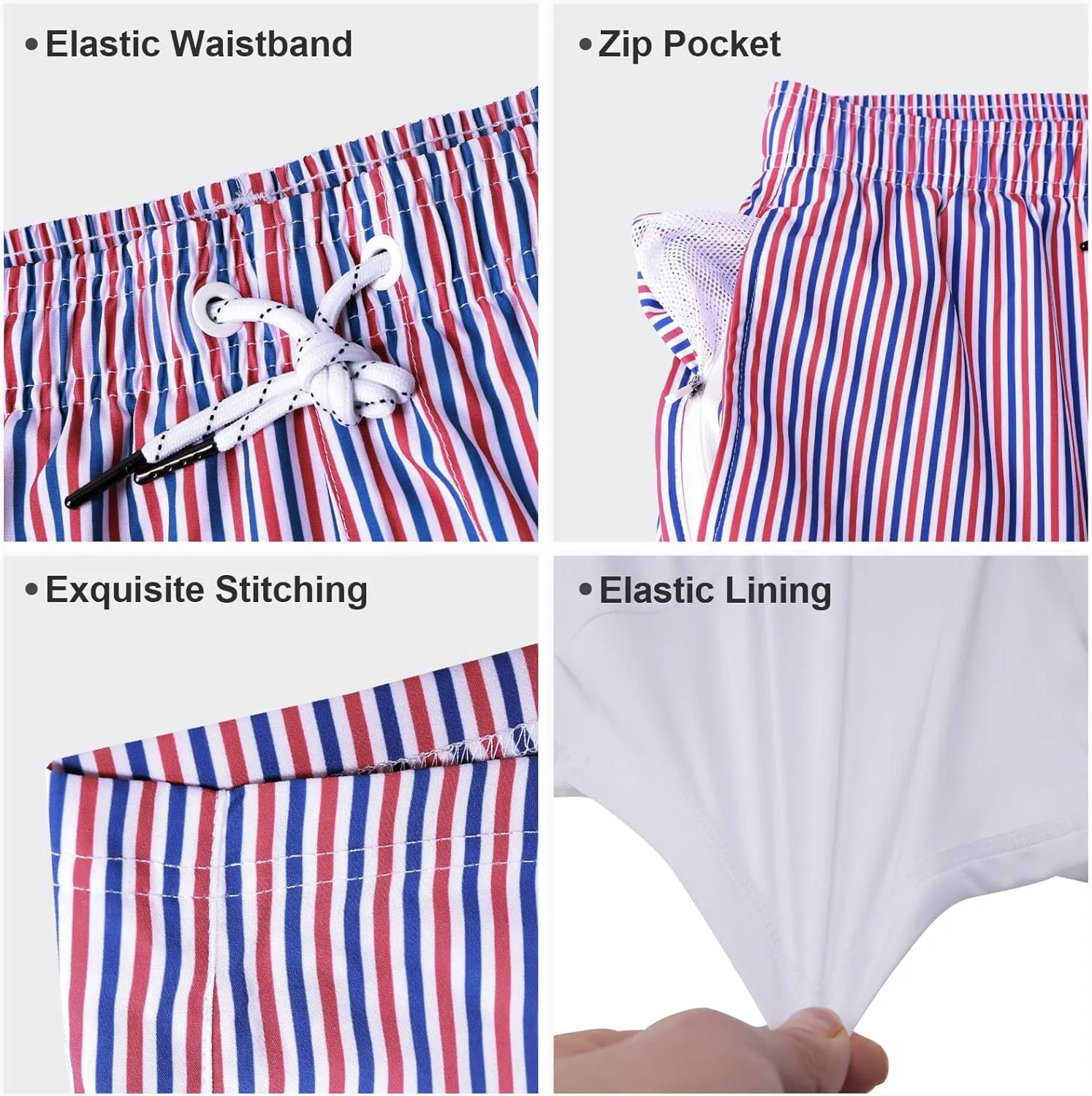Arcweg Mens Swimming Trunks 2 in 1 with Boxer Liner 5.5" Quick Dry Swimwear Bathing Suit Swim Shorts with Zipper Pockets