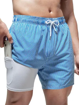 Arcweg Mens Swimming Trunks 2 in 1 with Boxer Liner 5.5" Quick Dry Swimwear Bathing Suit Swim Shorts with Zipper Pockets