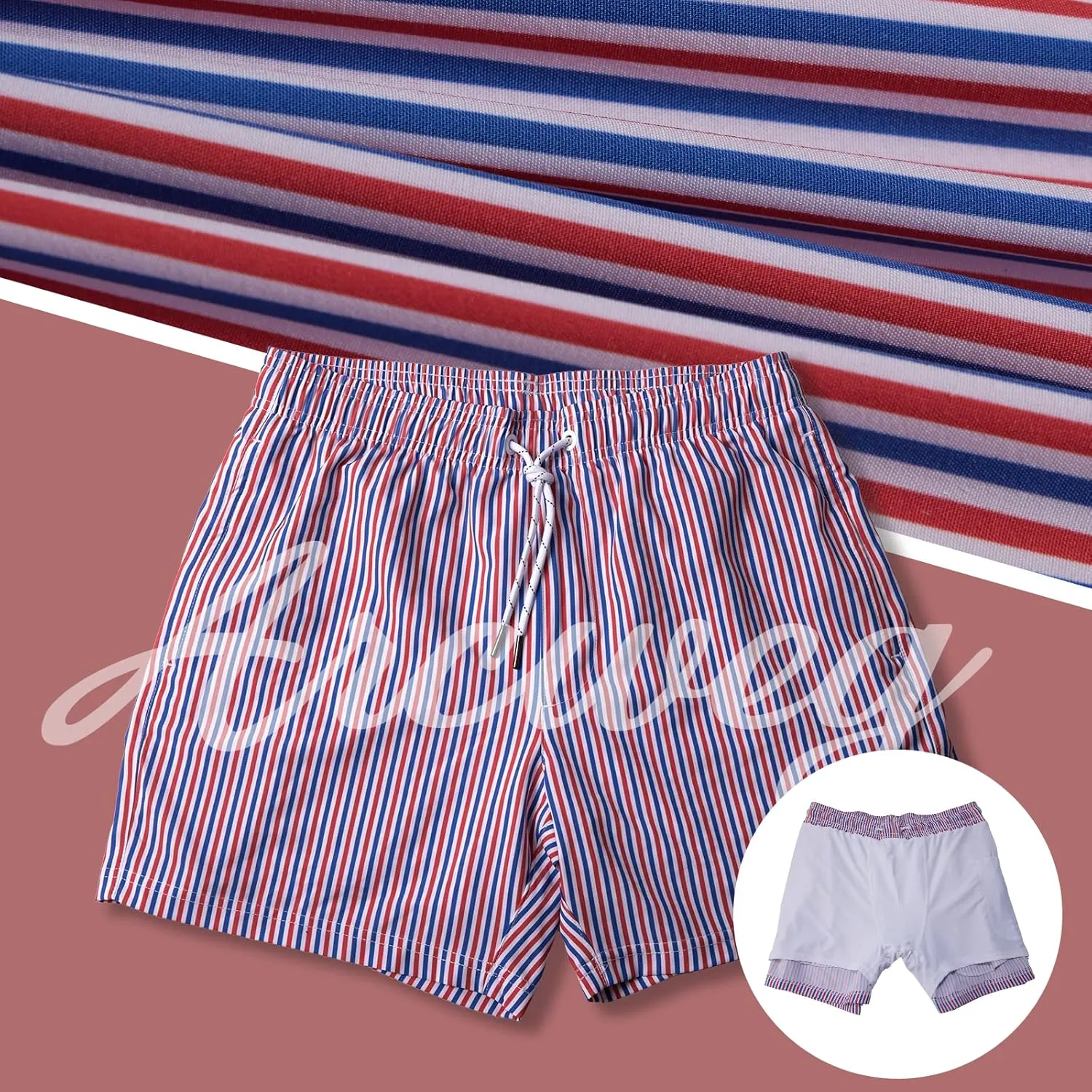 Arcweg Mens Swimming Trunks 2 in 1 with Boxer Liner 5.5" Quick Dry Swimwear Bathing Suit Swim Shorts with Zipper Pockets