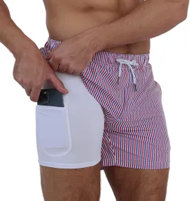 Arcweg Mens Swimming Trunks 2 in 1 with Boxer Liner 5.5" Quick Dry Swimwear Bathing Suit Swim Shorts with Zipper Pockets