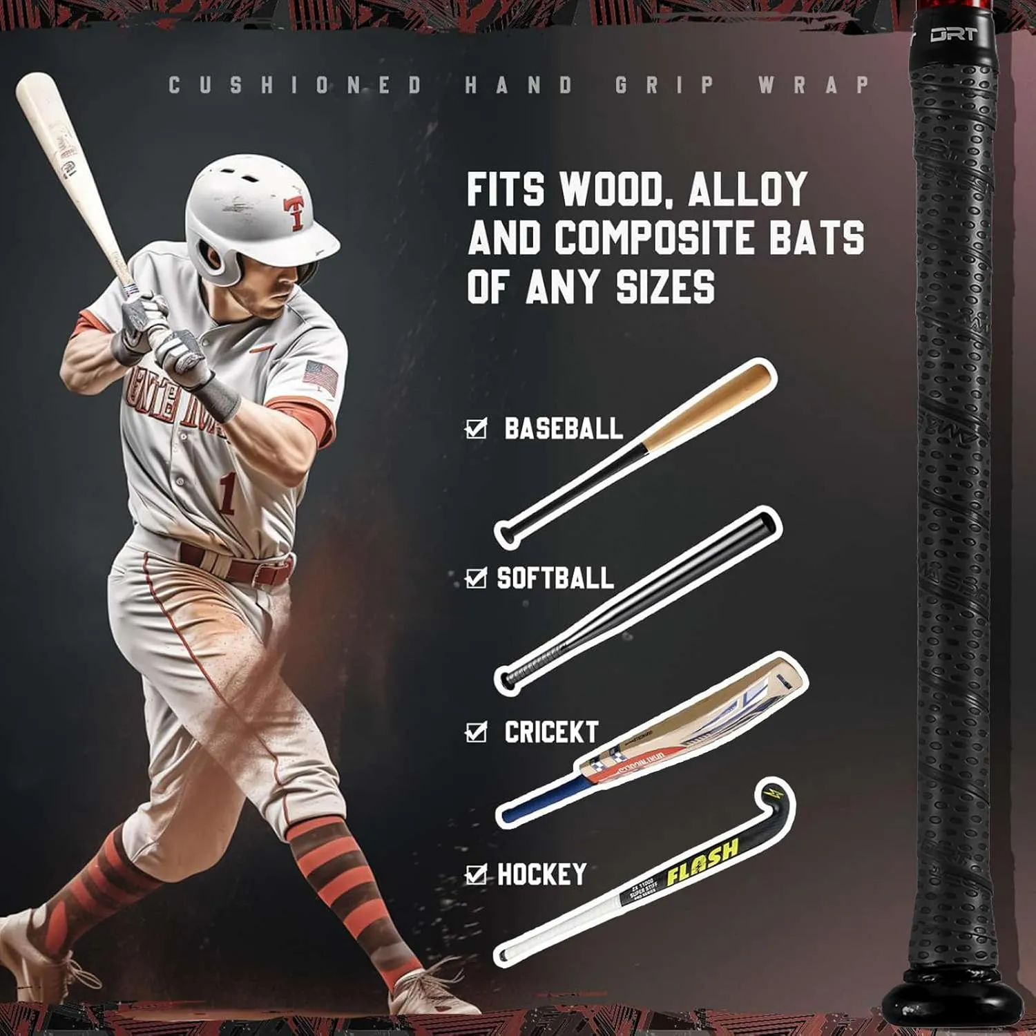 Baseball Bat Grip Tapes Softball Bat Wrap Grip Tape 1.1mm