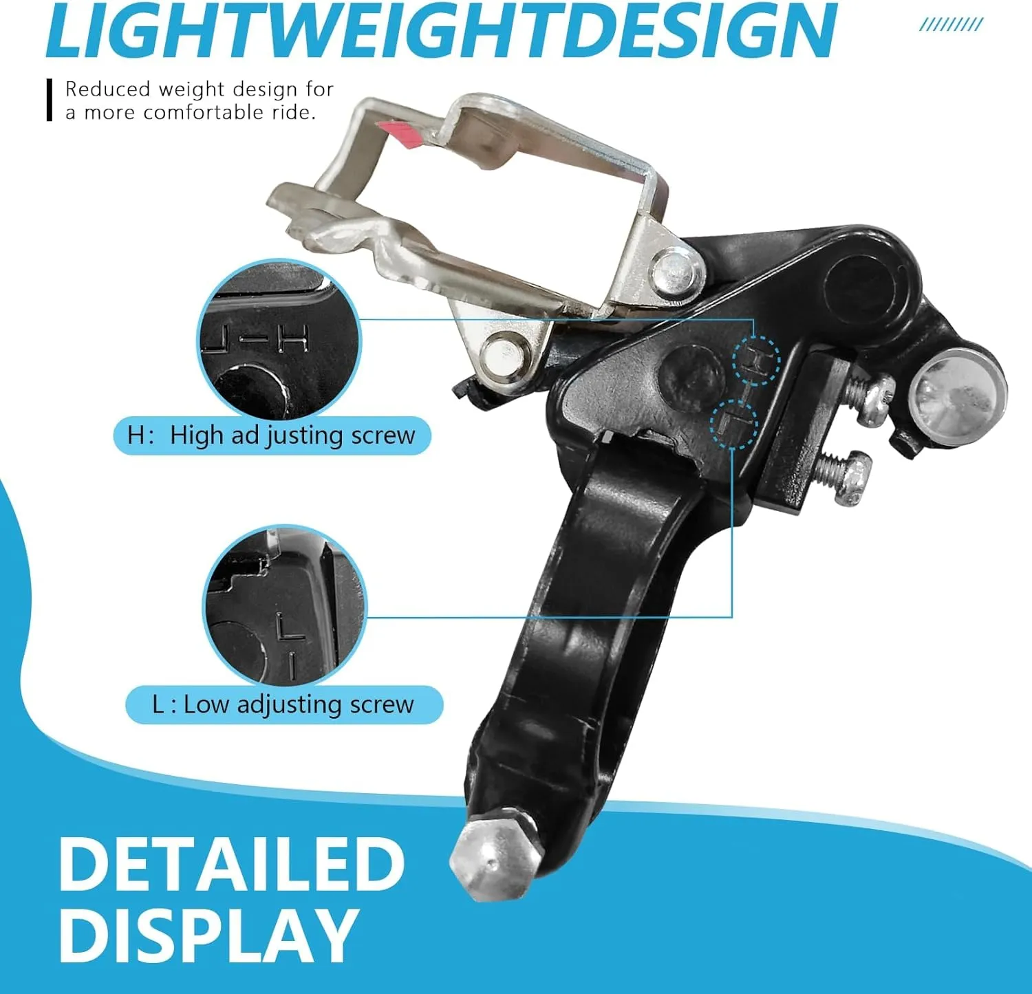 Bicycle Front Derailleur FD-TY300 3 x 6/7 Speed Up/Down Swing, Bike Derailleur 3 Speed with Adjust Clamp Size 31.8mm 34.9mm for Mountain Bike Road Bicycle