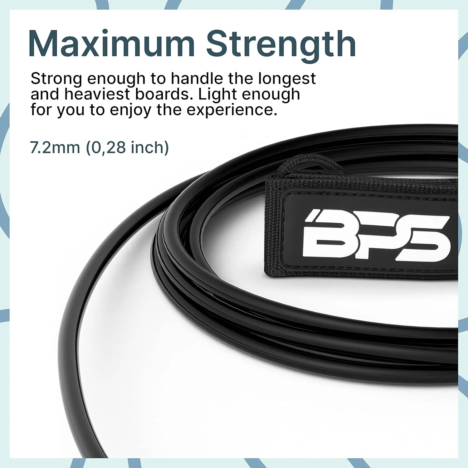 BPS New Zealand Storm Premium Surfboard Leash, 7.2mm 8mm Straight Surf Leash 6ft 7/8/9/10 ft, Legrope Strap for All Boards