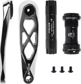 BUCKLOS MTB Mountain Bike Crank Arm Set with Bottom Bracket -170MM Aluminum Alloy Hollowtech Direct Mount Single Speed Cranksets for BMX DH AM XC Black/Titanium/Silver