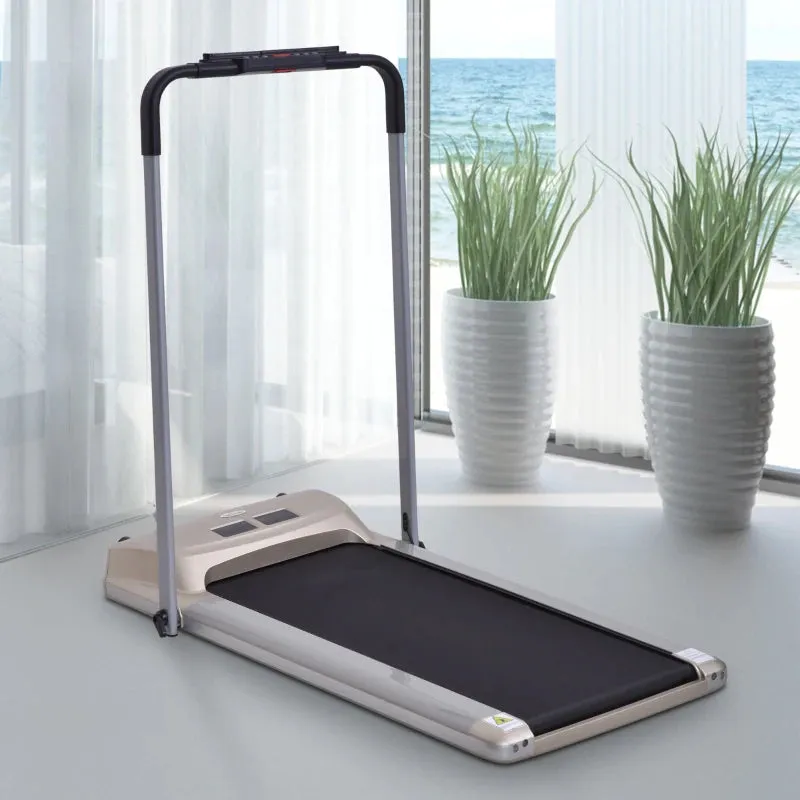 Compact Electric Treadmill with Safety Features and LCD Monitor - Black