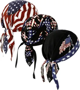 DOCILA 3 Pcs Do Rags for Men Skull Cap Bandana Hat Breathable Helmet Linner Beanie