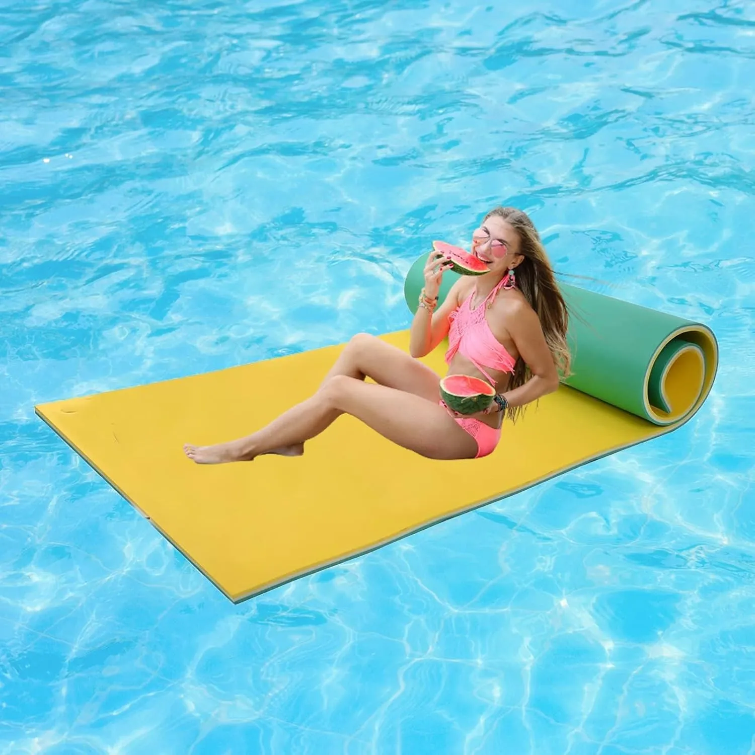 Floating Water Mat, Lily Pad Floating Mat, 3-Layer Foam Water Floating Pad for Water Recreation and Relaxing, Thick and Durable Water Activities Mat