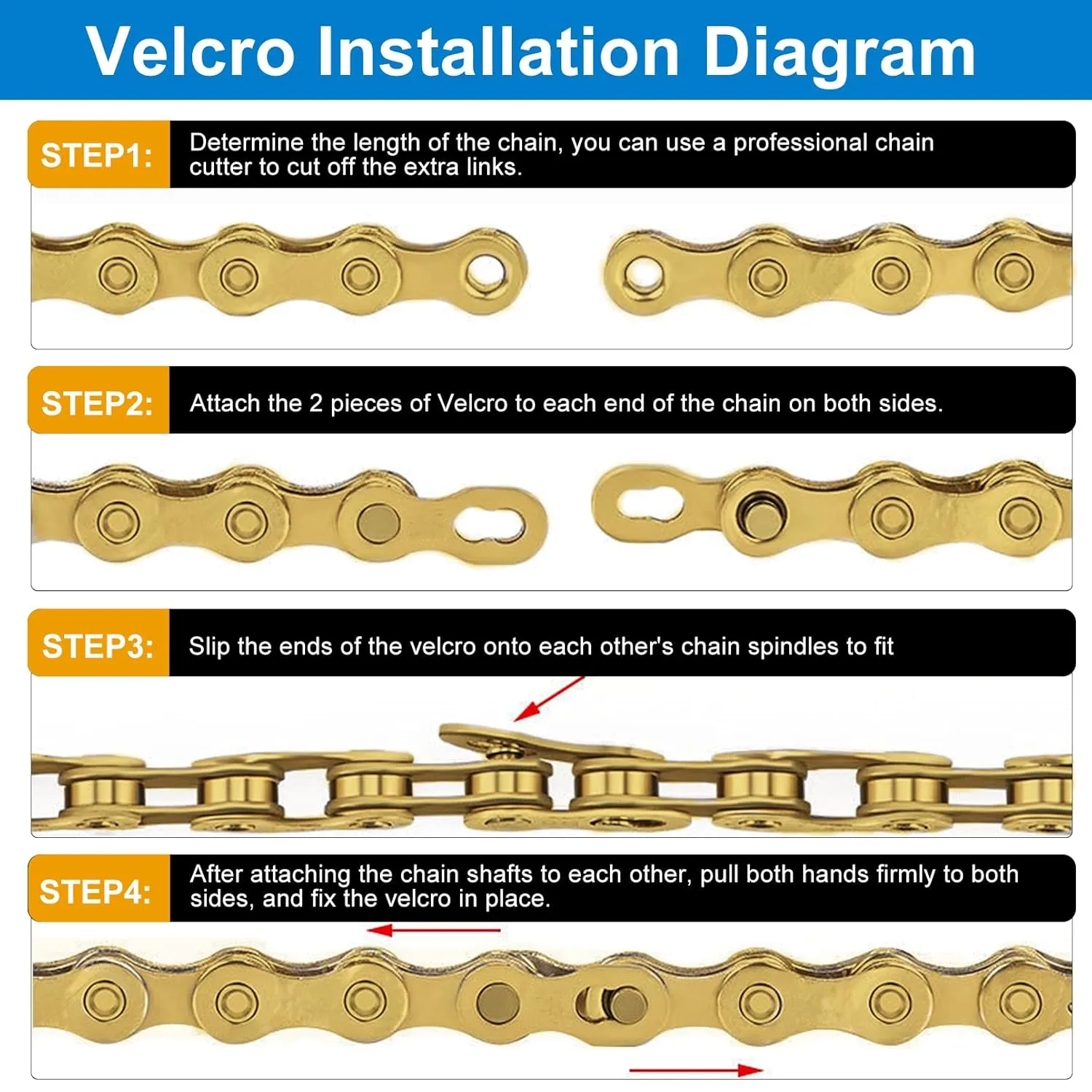 Gold 6/7/8 Speed Bike Chain, 1/2x3/32 Inch, 116 Links, Alloy Steel, Triple Strand, Suitable for Road, Mountain, Racing Bikes