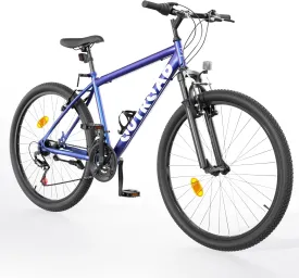 Hardtail Mountian Bikes with 7/21 Speeds Drivetrain, 26 Inch Wheel Mountian Bicycles with Front Suspension, Widened Frame Commuting Bikes with V/Dual Disc Brakes