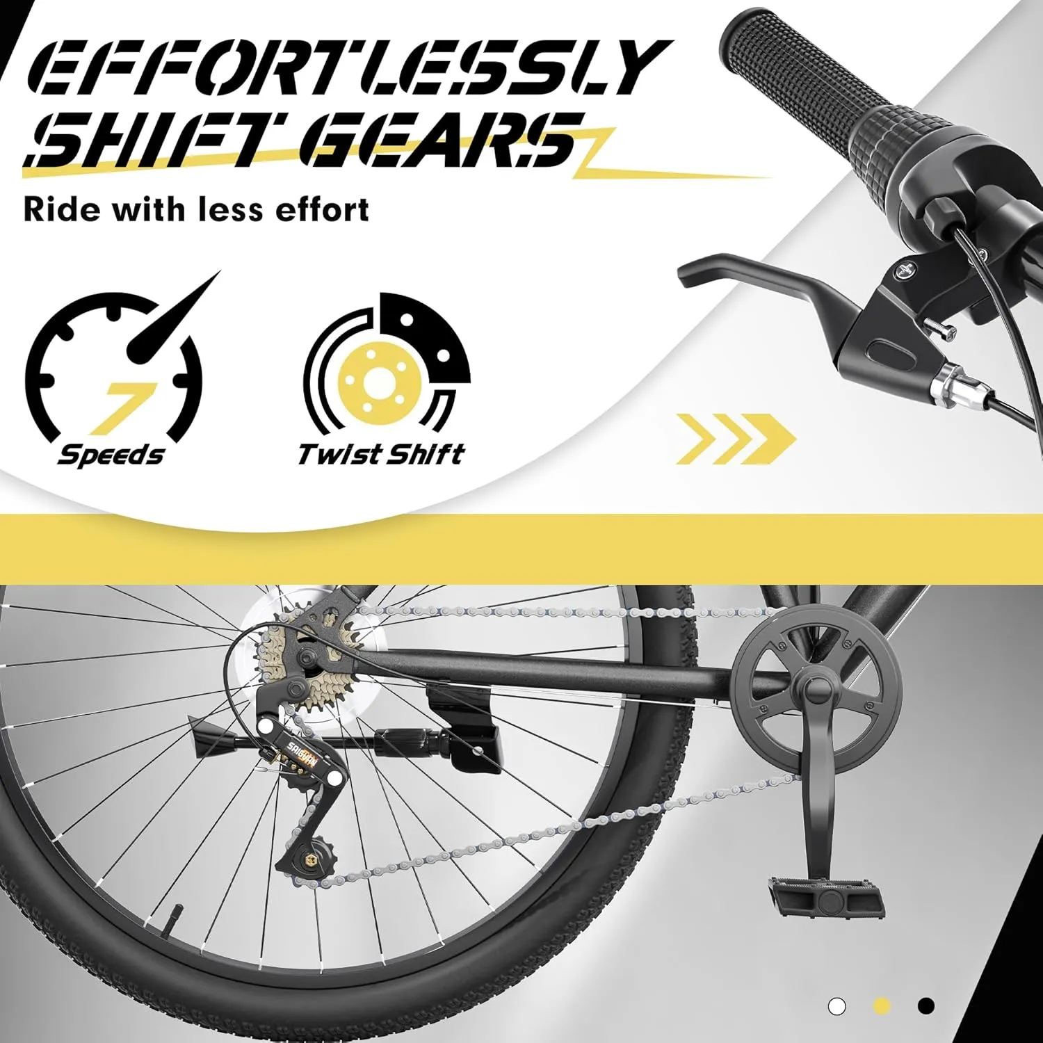 Hardtail Mountian Bikes with 7/21 Speeds Drivetrain, 26 Inch Wheel Mountian Bicycles with Front Suspension, Widened Frame Commuting Bikes with V/Dual Disc Brakes