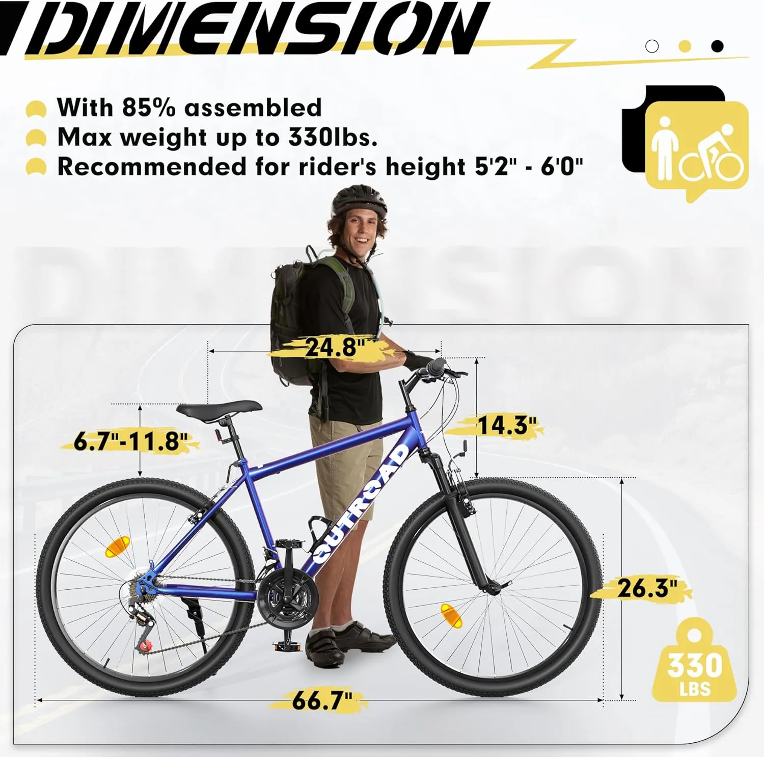 Hardtail Mountian Bikes with 7/21 Speeds Drivetrain, 26 Inch Wheel Mountian Bicycles with Front Suspension, Widened Frame Commuting Bikes with V/Dual Disc Brakes