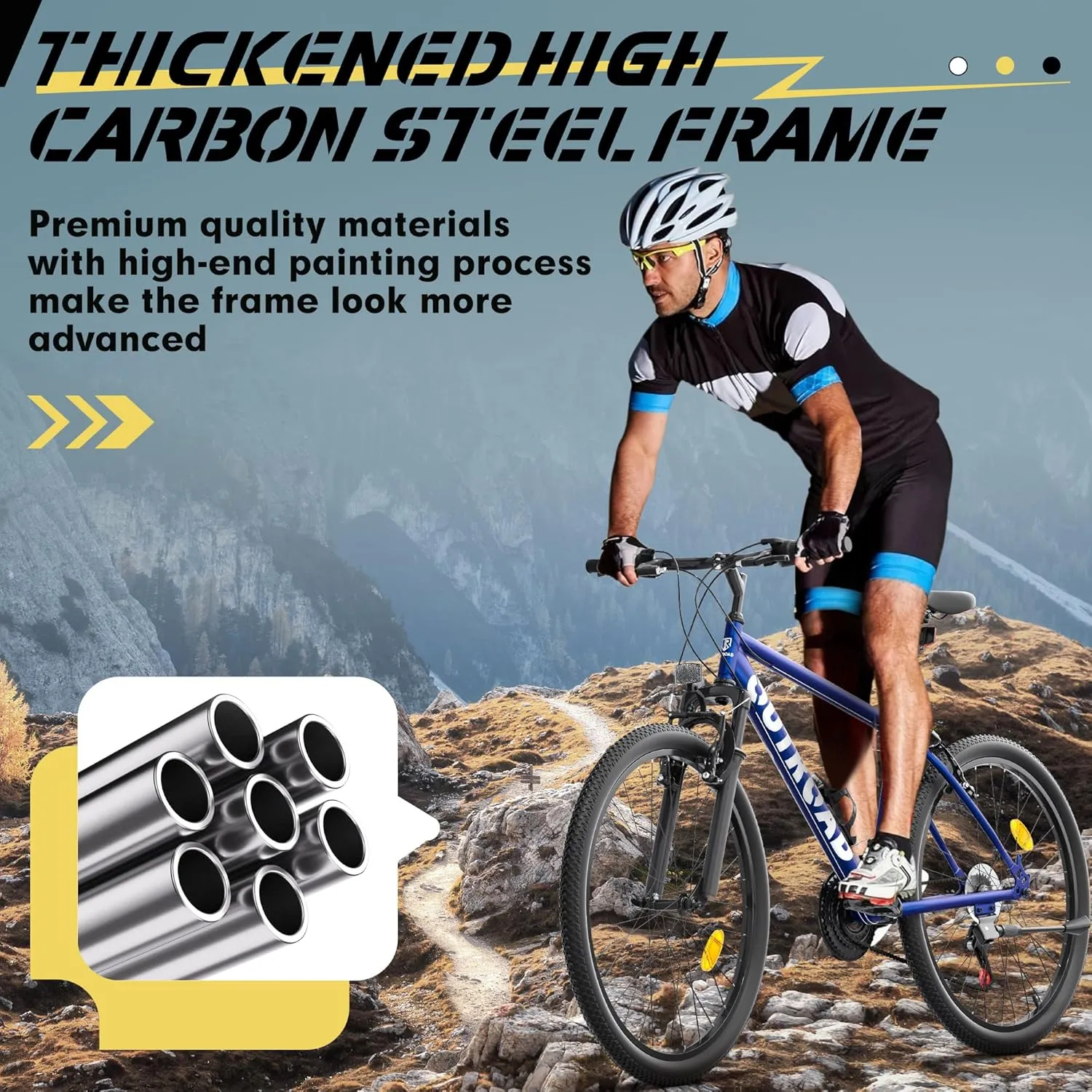 Hardtail Mountian Bikes with 7/21 Speeds Drivetrain, 26 Inch Wheel Mountian Bicycles with Front Suspension, Widened Frame Commuting Bikes with V/Dual Disc Brakes
