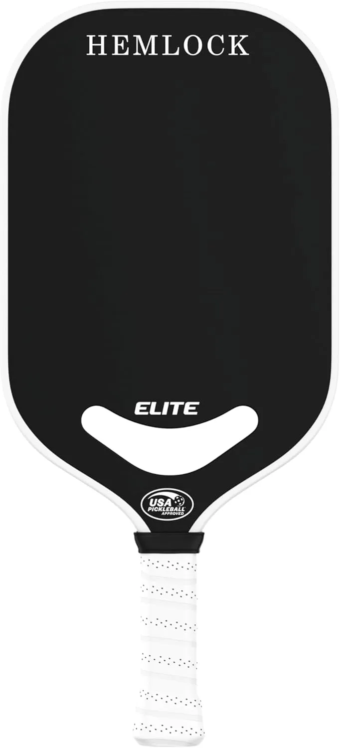 Hemlock Elite Pickball Paddle - USAPA Approved, Air Dynamic 360 Molding Technology for High Spin and Control, Carbon Fiber, Advanced and Beginner Starter, Men and Women, Black