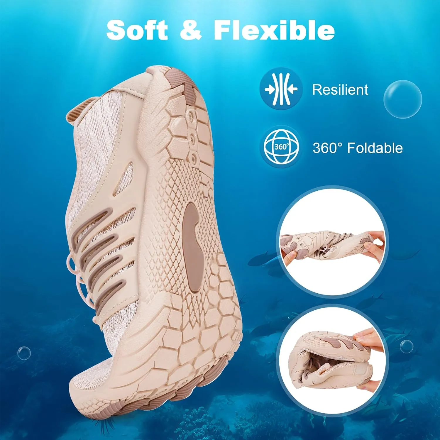 Hike Barefoot Water Shoes for Women Men, Quick-Dry Aqua Footwear Breathable Non-Slip Wide Toe Shoe for Beach Swim River Pool Lake Hiking Kayaking Surfing