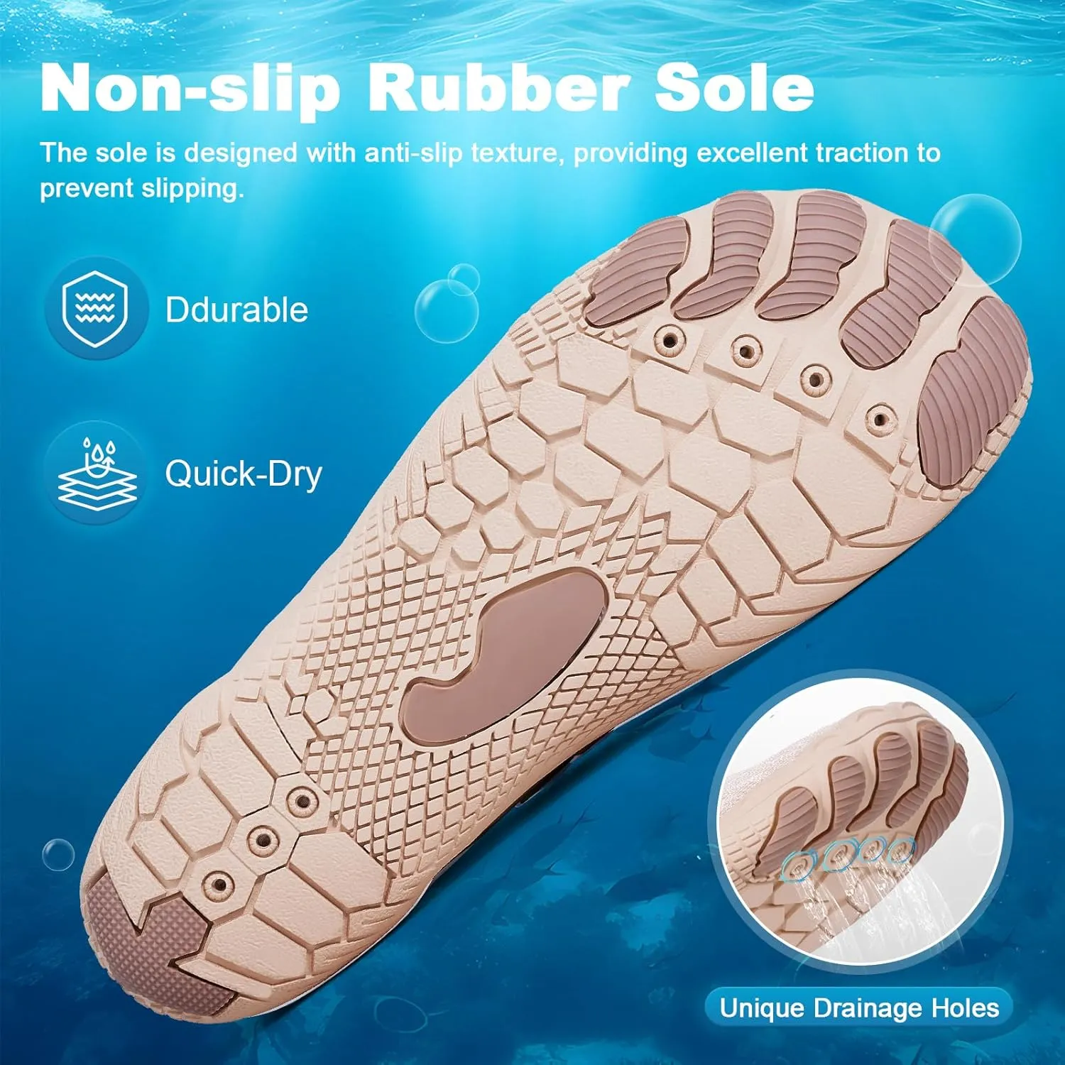 Hike Barefoot Water Shoes for Women Men, Quick-Dry Aqua Footwear Breathable Non-Slip Wide Toe Shoe for Beach Swim River Pool Lake Hiking Kayaking Surfing