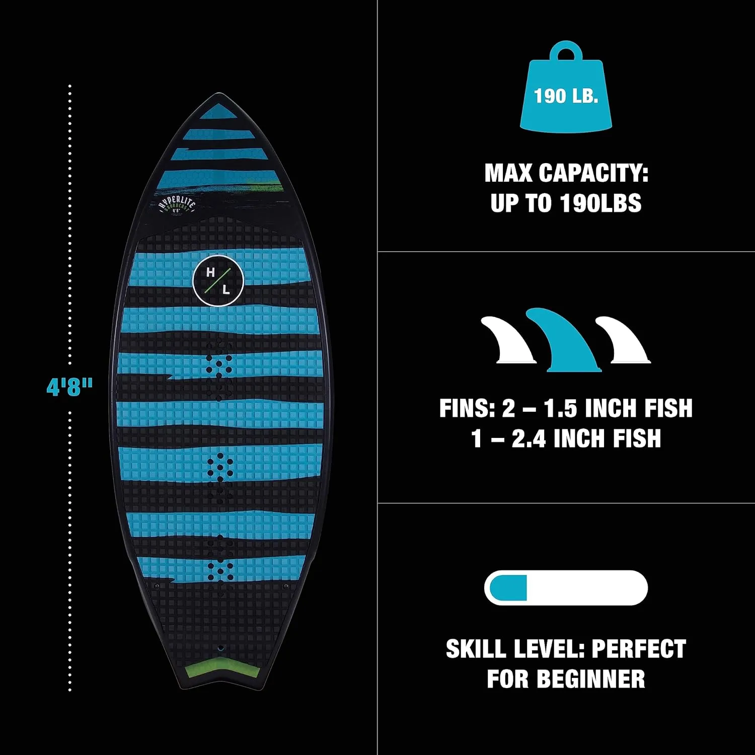 Hyperlite Broadcast Wakesurfer - Wakesurf Board Endorsed by Shaun Murray - Great for All Wake Surfers, from Beginners to Intermediate Riders