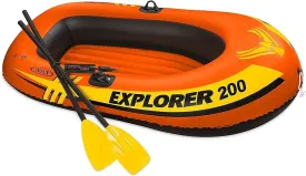 Inflatable Fishing Boat, Double Boat (with Paddles, Pump), Water Drift Raft (for Lakes, Swimming Pools, Pack of 3)