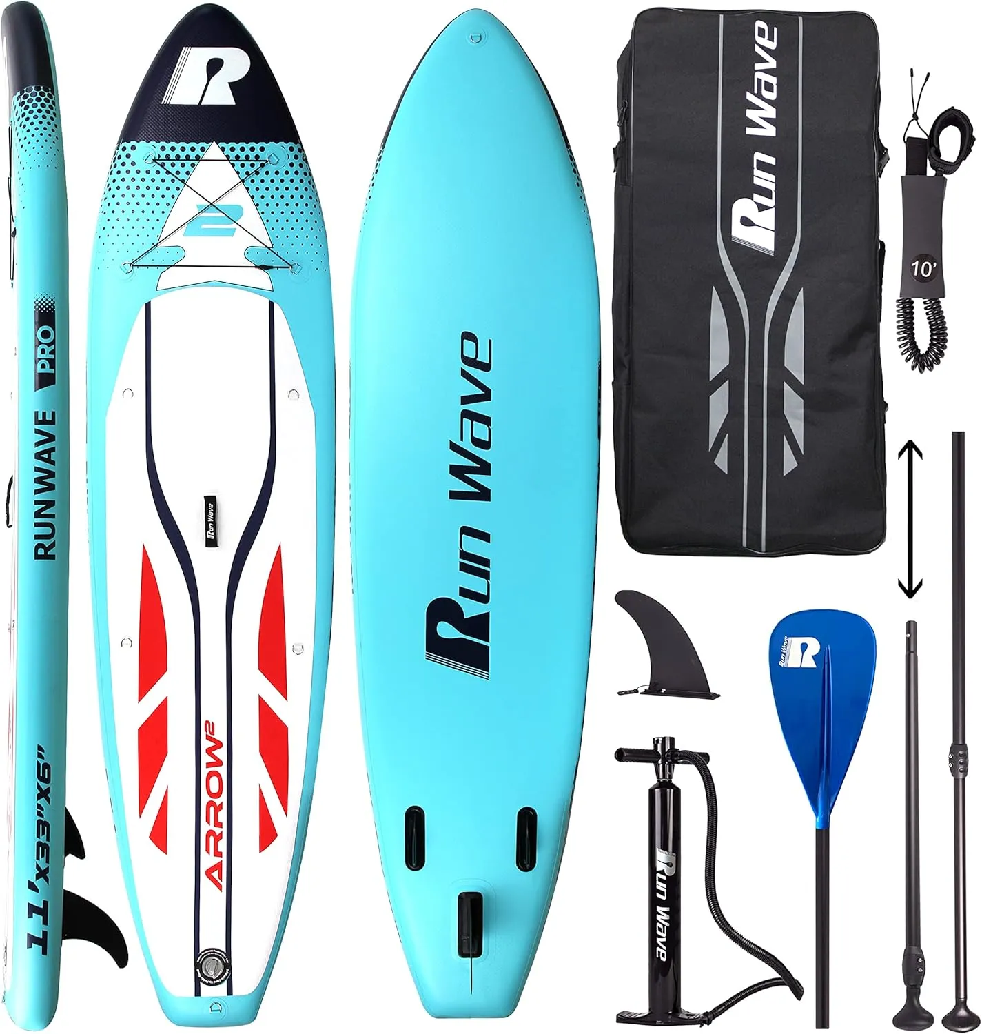 Inflatable Stand Up Paddle Board 11'33''6''(6'' Thick) Non-Slip Deck with Premium SUP Accessories | Wide Stance, Bottom Fins for Surfing Control | Youth Adults Beginner