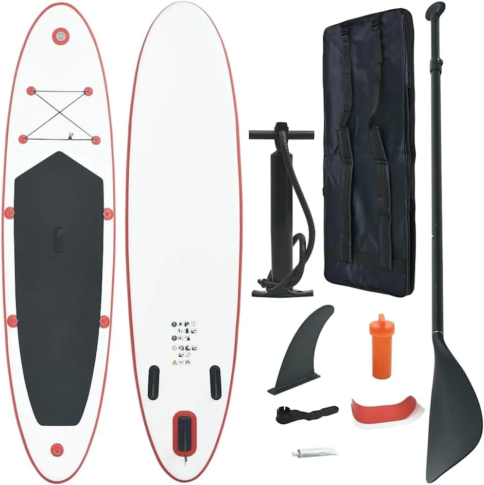 Inflatable Stand Up Paddle Board Set for Fun and Adventure, Durable and Stable Design, Water Enthusiasts, Red and White