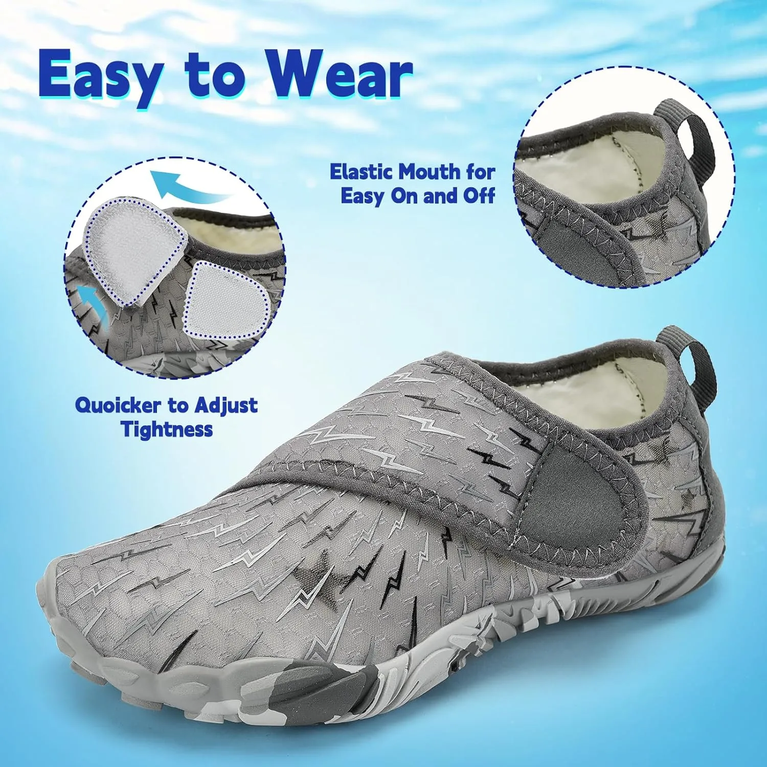 Kids Water Shoes Boys Girls - Wide Toe Box Quick Dry Barefoot Shoes Breathable Non Slip Aqua Athletic Sneakers for Swim Beach Pool Kayak Hiking Sand Walking Travel Essentials (Little Kid/Big Kid)