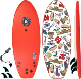 KONA SURF CO. The 4-4 Surfboards Soft Board Foam Top Short Boogie Bodyboard Surfboard Includes Removable Fins and Leash (Pink, 4ft 4in)
