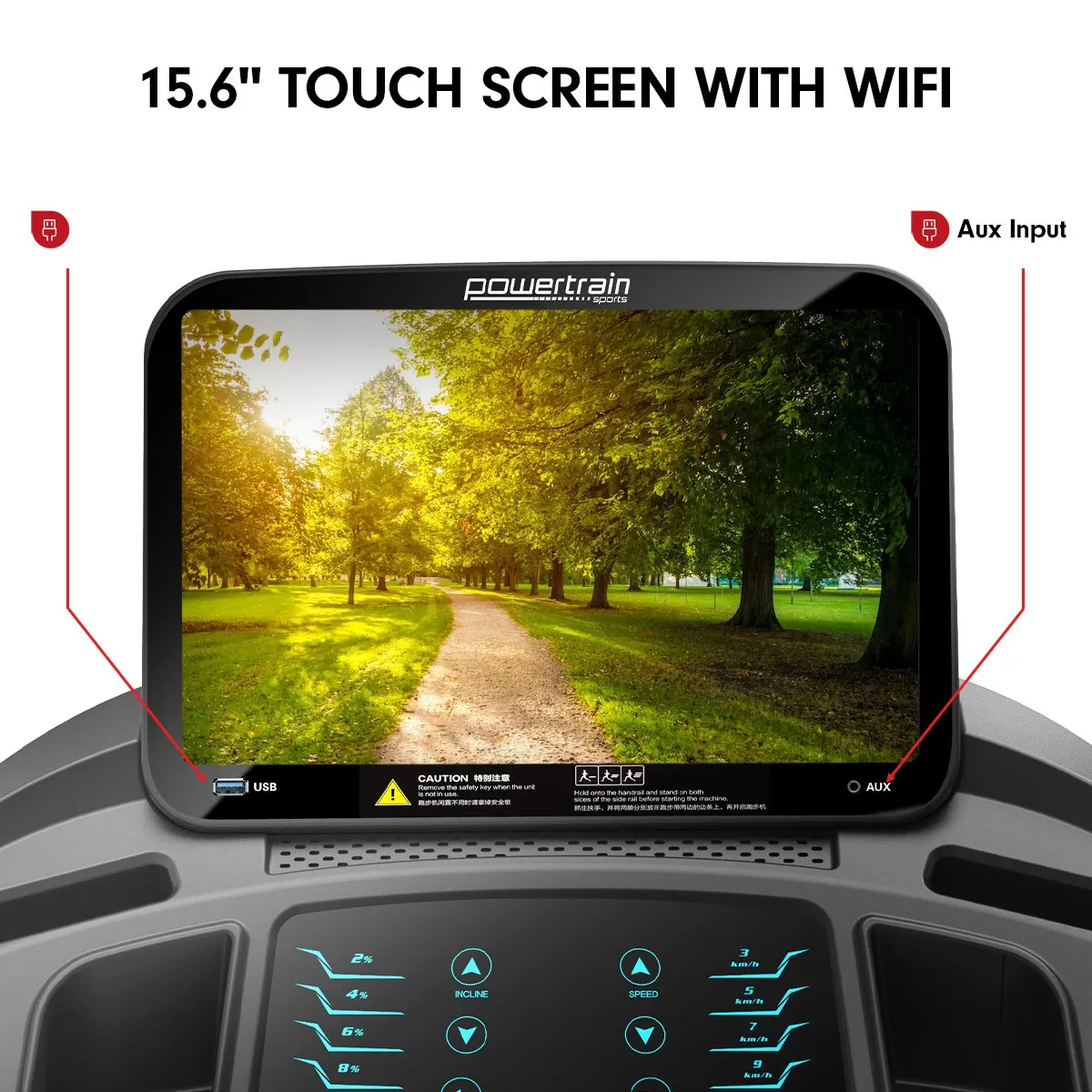 Powertrain V1100 Treadmill with Wifi Touch Screen and Incline