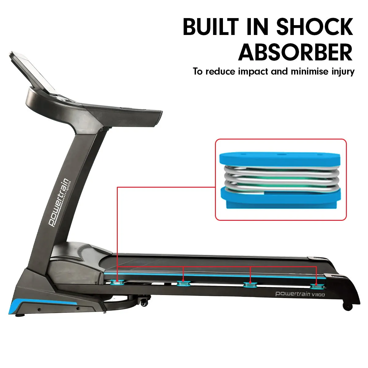 Powertrain V1100 Treadmill with Wifi Touch Screen and Incline