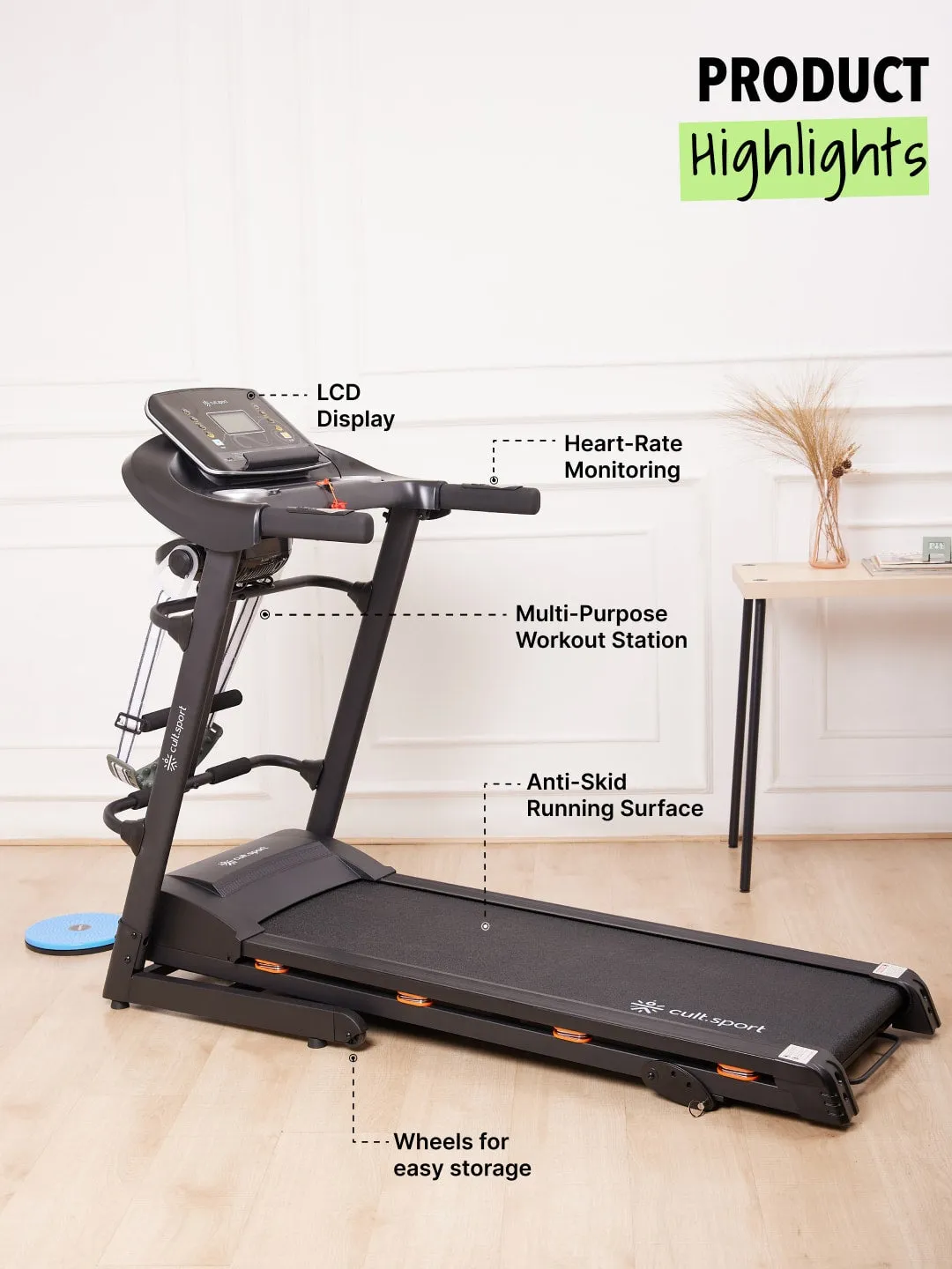 Smartrun Cairo 4 HP Peak Treadmill | 3-level Manual-Incline & Massager | Max Weight-110kg | Max Speed-14.8kmph (6 months extended warranty only on Cultsport.com)