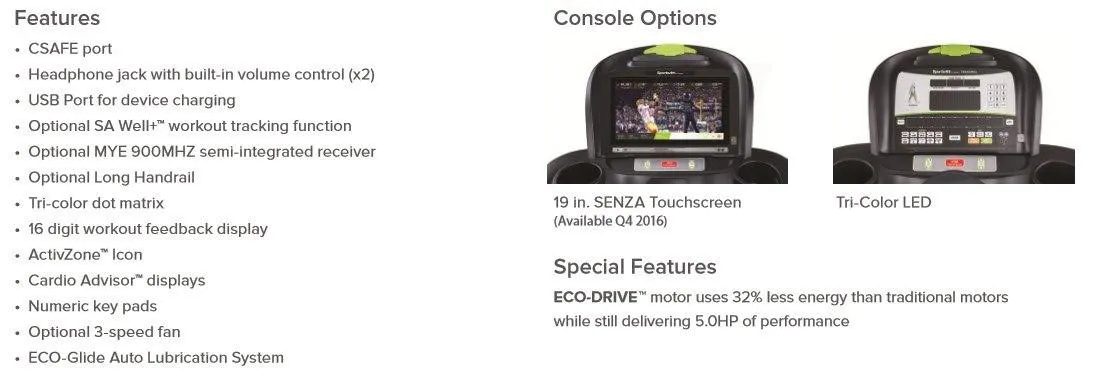 SportsArt E876 Status Senza Elliptical with 16" Touch Screen and 17" to 29" Adjustable Stride