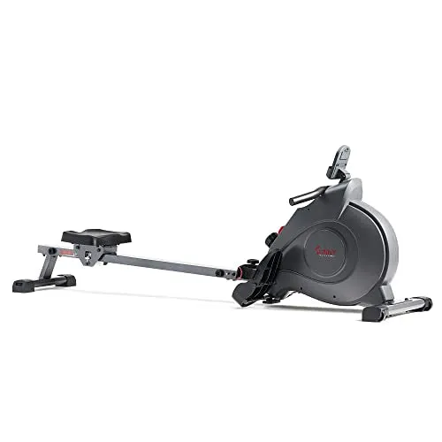 Sunny Health & Fitness Rowing Machine with Magnetic Resistance, LCD Monitor, 8-level Resistance, 1117 mm Step Length, 113 KG Max. Weight - SF-RW5515, Ergometer, Training Computer