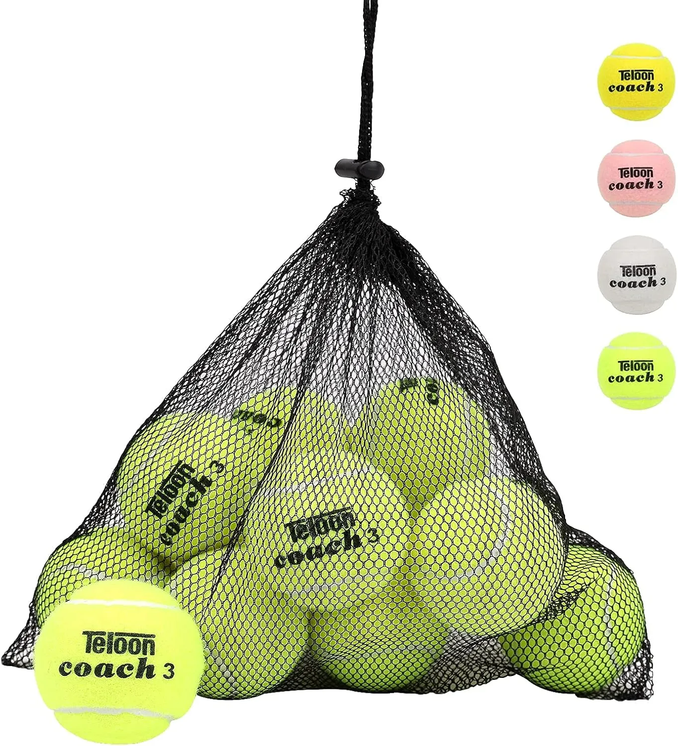 Teloon Pressure Training Tennis Balls-12 or 18 Count-Mesh Carry Bag?? Colors AvailablePressureless Training Exercise Tennis Balls for Beginners.
