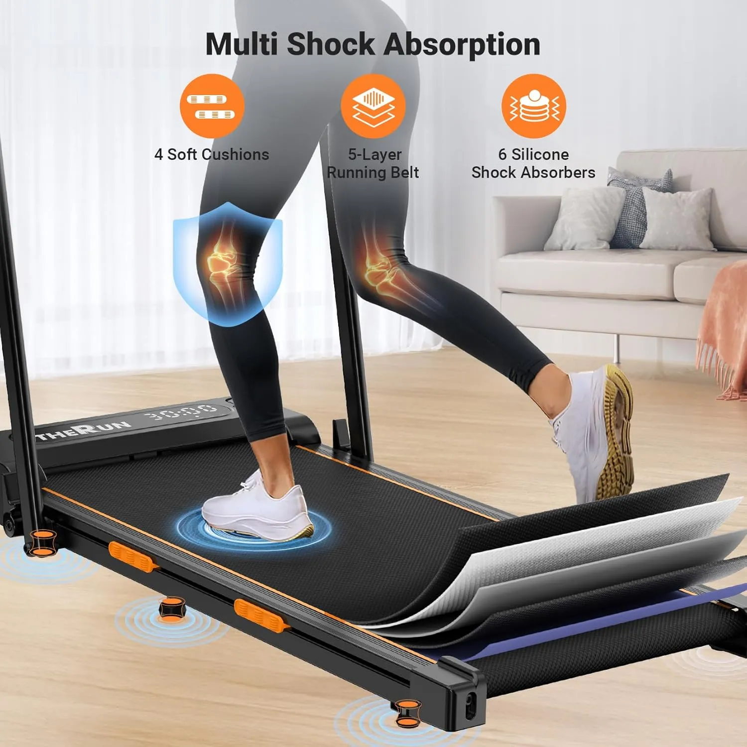 THERUN Walking Pad Treadmill, 2.5 HP Under Desk Treadmills, 2 in 1 Foldable for Home, Walking Pad with Handle Bar, 16" Widened Running Belt, with Remote Control & LED Touch Screen