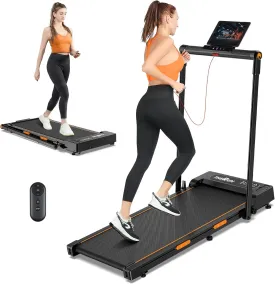 THERUN Walking Pad Treadmill, 2.5 HP Under Desk Treadmills, 2 in 1 Foldable for Home, Walking Pad with Handle Bar, 16" Widened Running Belt, with Remote Control & LED Touch Screen
