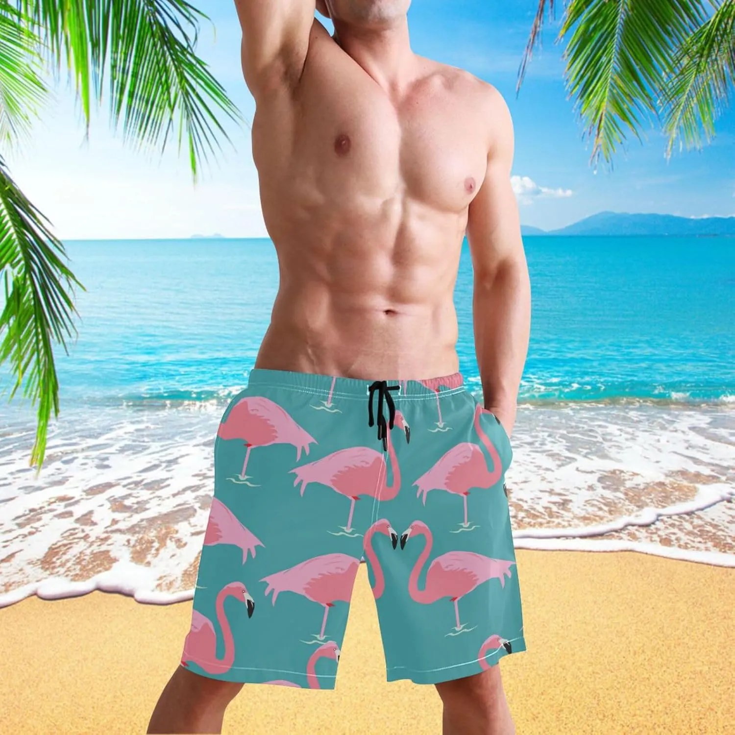visesunny Stylish Summer Swim Trunks Men's Quick Dry Board Shorts Bathing Suit with Pockets for Men Boyfriends Youth