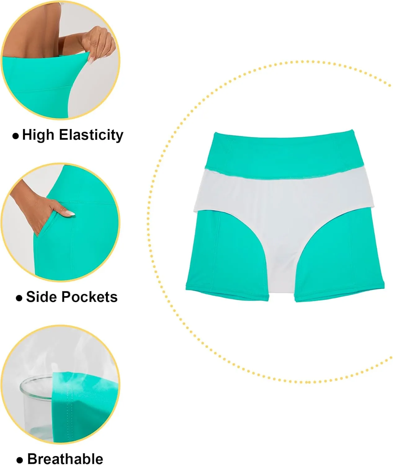 Women's Swim Shorts High Waisted Bathing Suit Bottoms UPF 50  Board Shorts Swimsuit Tankini Boy Shorts with Liner