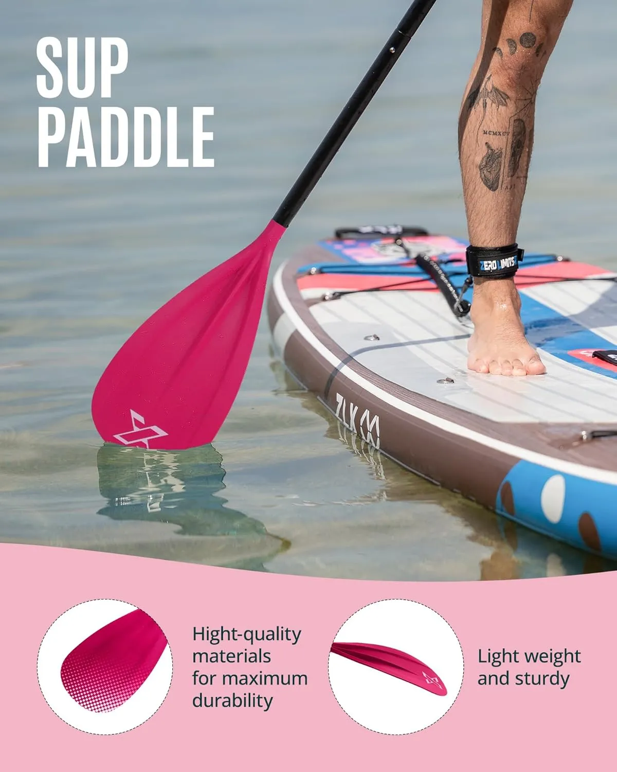 ZLX Paddle Board Paddle, 3 or 4 Piece Adjustable SUP Paddle, Detachable Floating Kayak Paddles, Lightweight Oar with Premium Durable Fiber Blade, for Paddleboard, Surfing, Water Sports Enjoyment